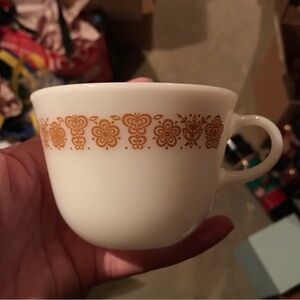 Vintage Pyrex butterfly gold patterned cup